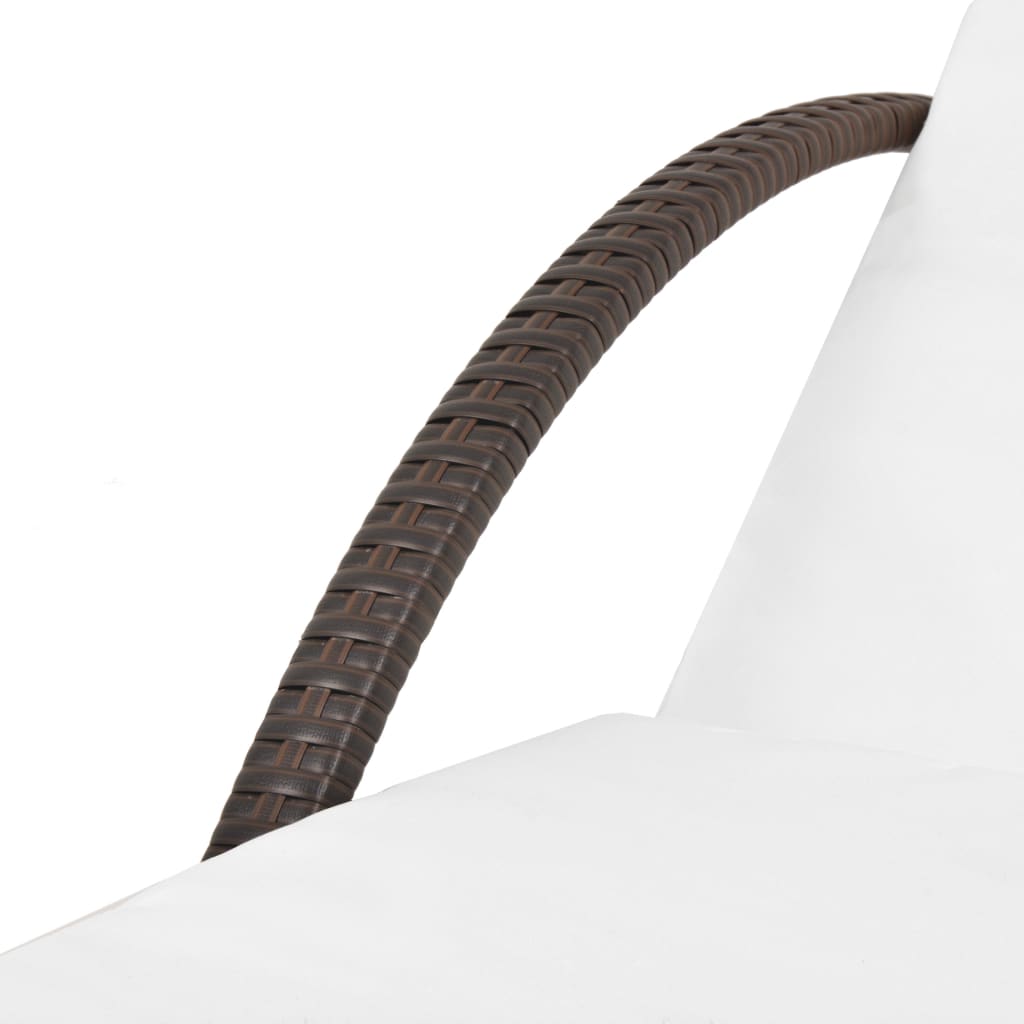 Sun Lounger with Cushion Poly Rattan Brown
