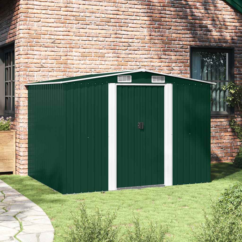 Garden Storage Shed Green Metal 257x205x178 cm
