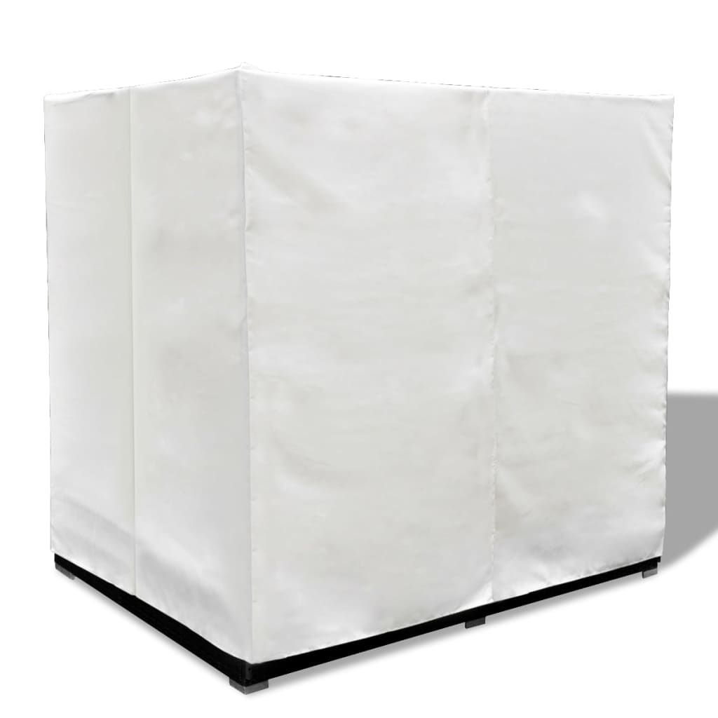 Outdoor Lounge Bed with Curtains Poly Rattan Black