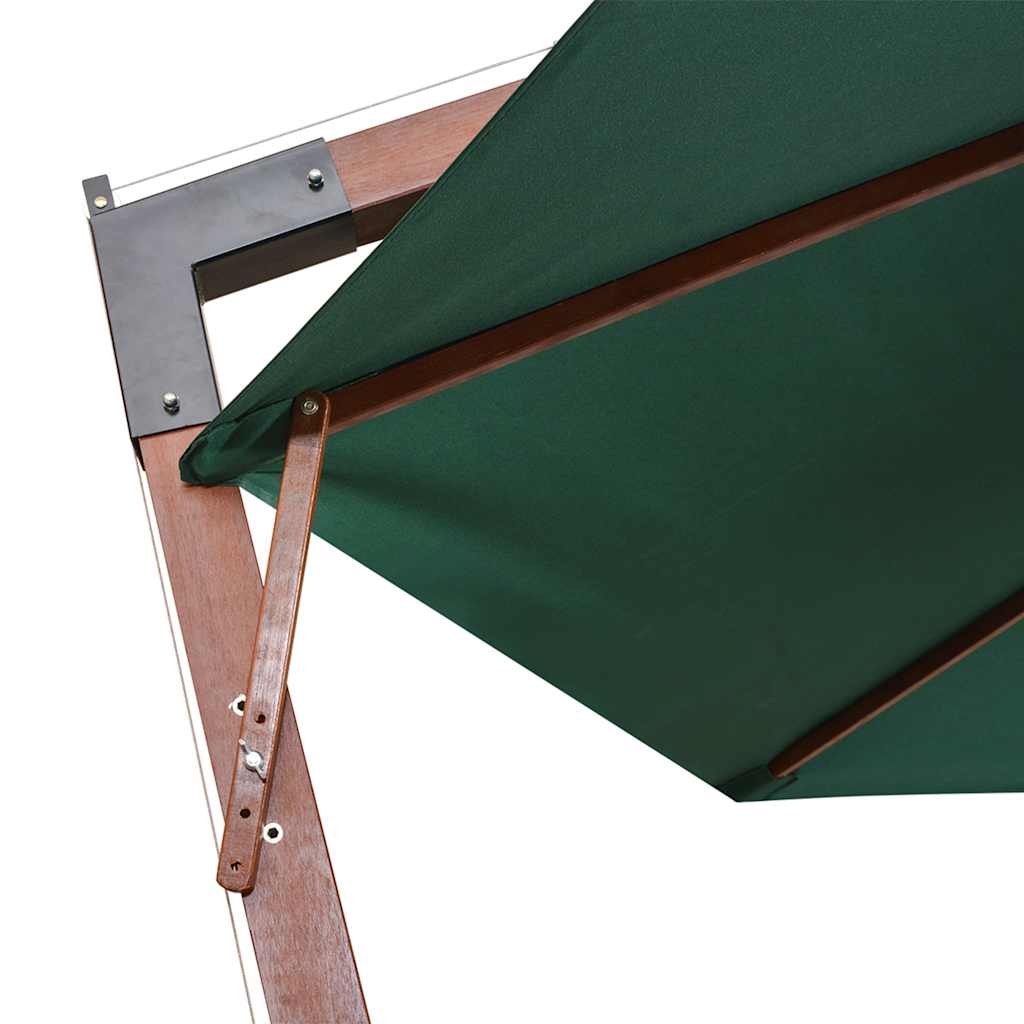 Hanging Garden Parasol 350 cm Wooden Pole Green