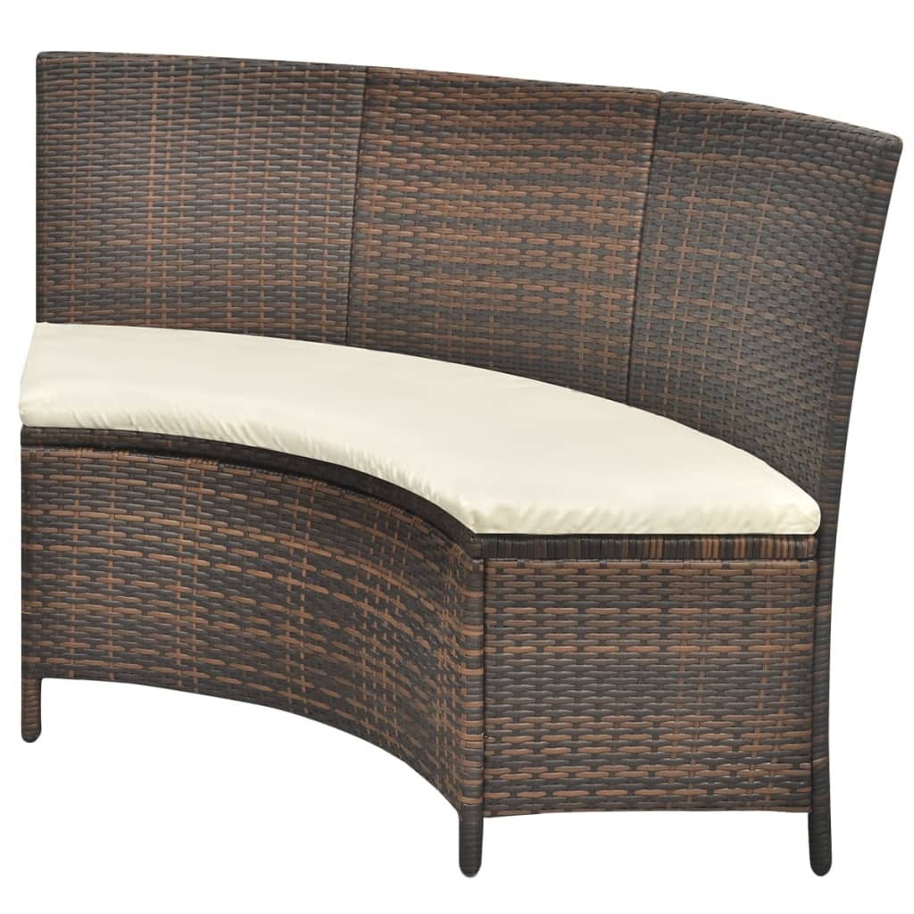 7 Piece Outdoor Dining Set with Cushions Poly Rattan Brown