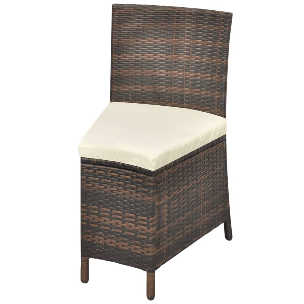 7 Piece Outdoor Dining Set with Cushions Poly Rattan Brown
