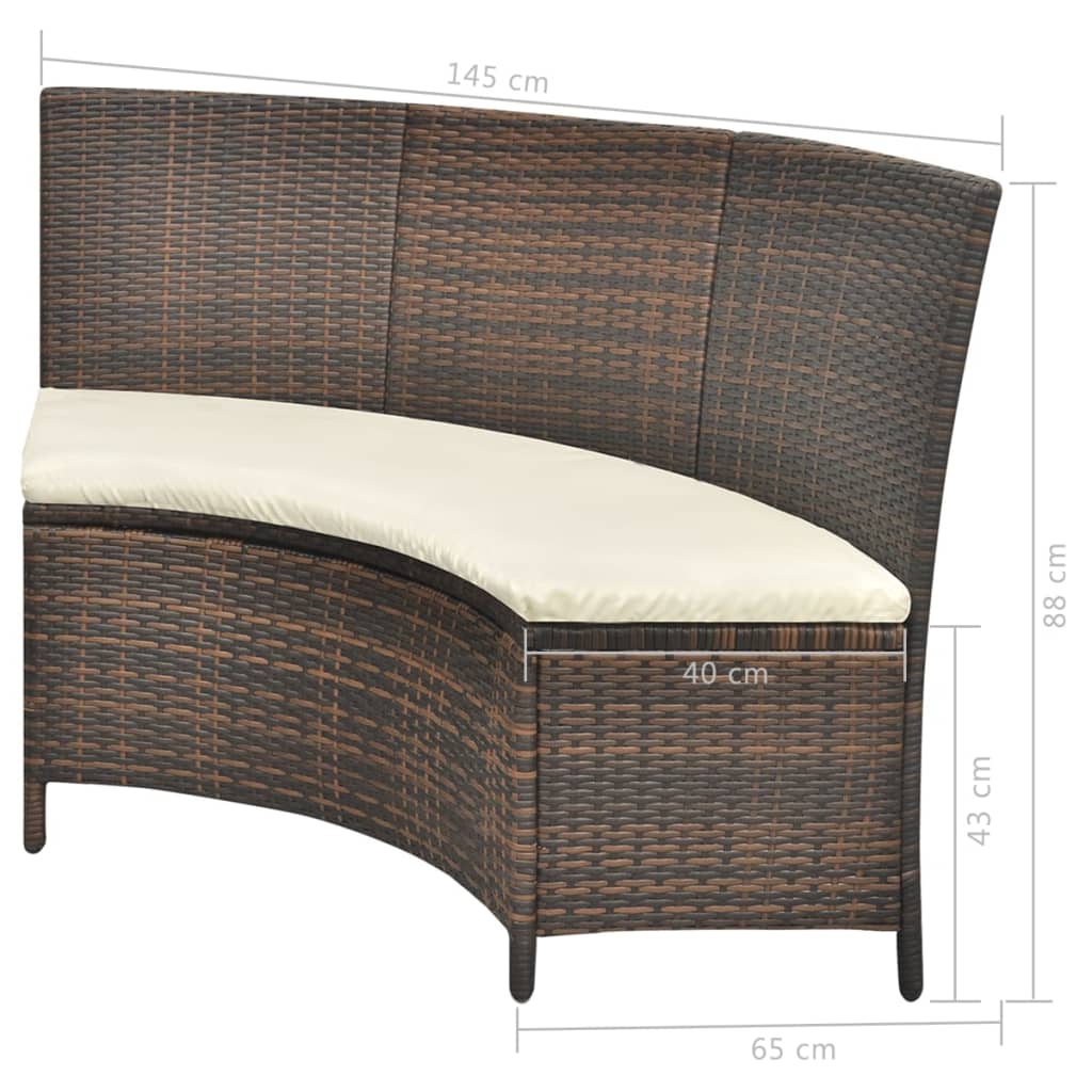 7 Piece Outdoor Dining Set with Cushions Poly Rattan Brown