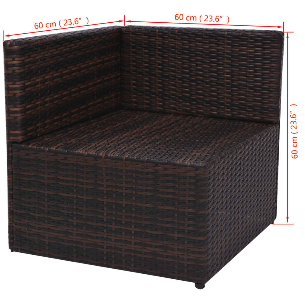 5 Piece Garden Lounge Set with Cushions Poly Rattan Brown