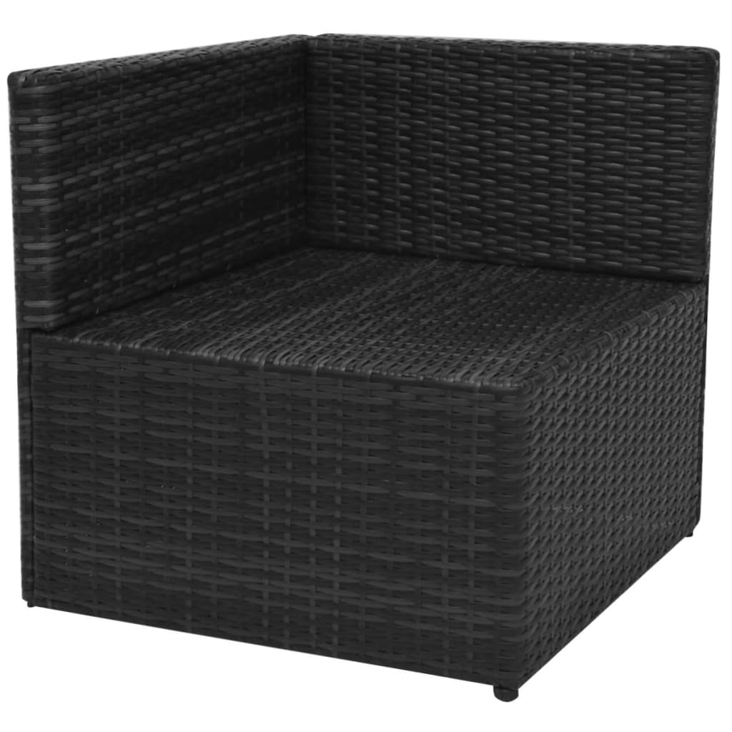 5 Piece Garden Lounge Set with Cushions Poly Rattan Black