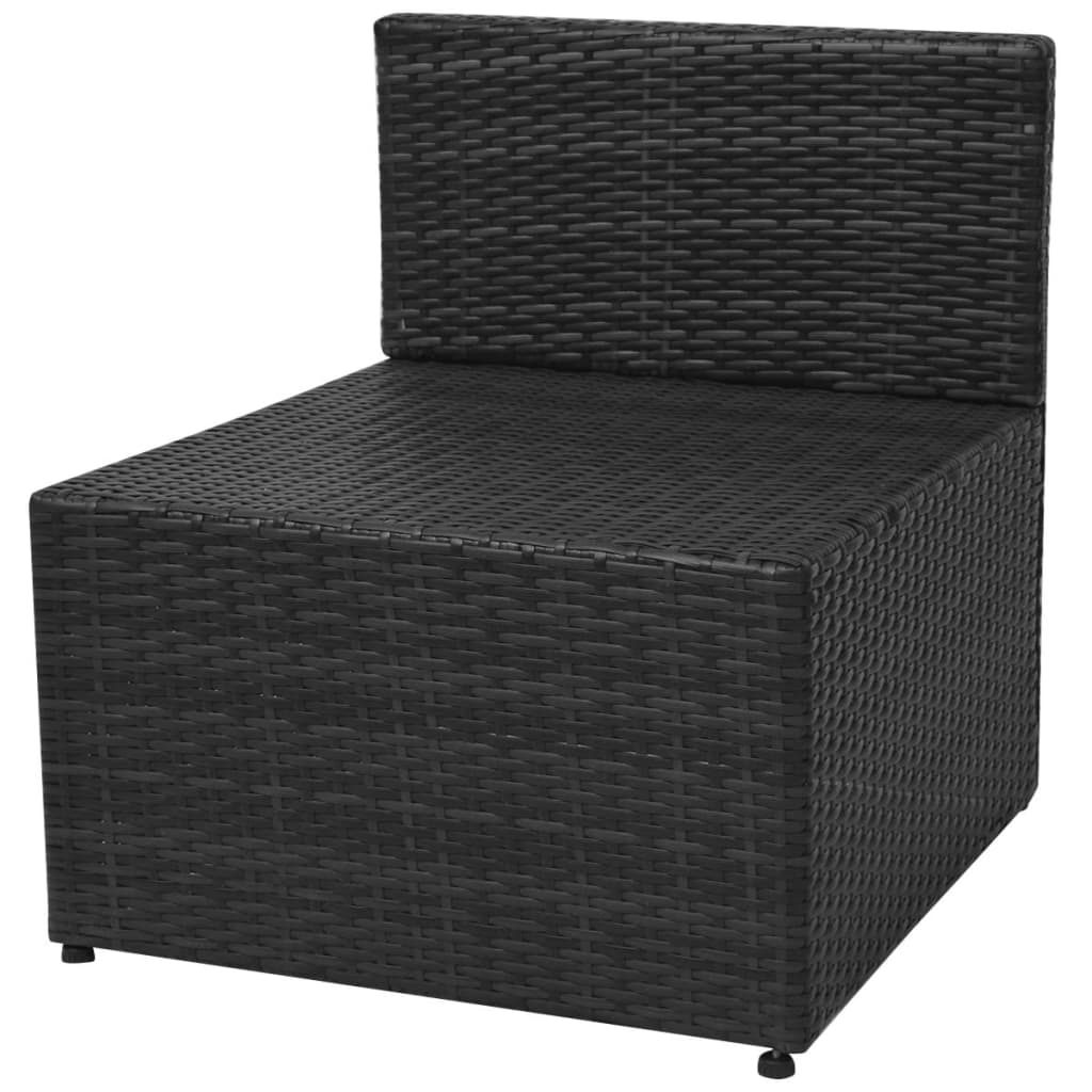 5 Piece Garden Lounge Set with Cushions Poly Rattan Black