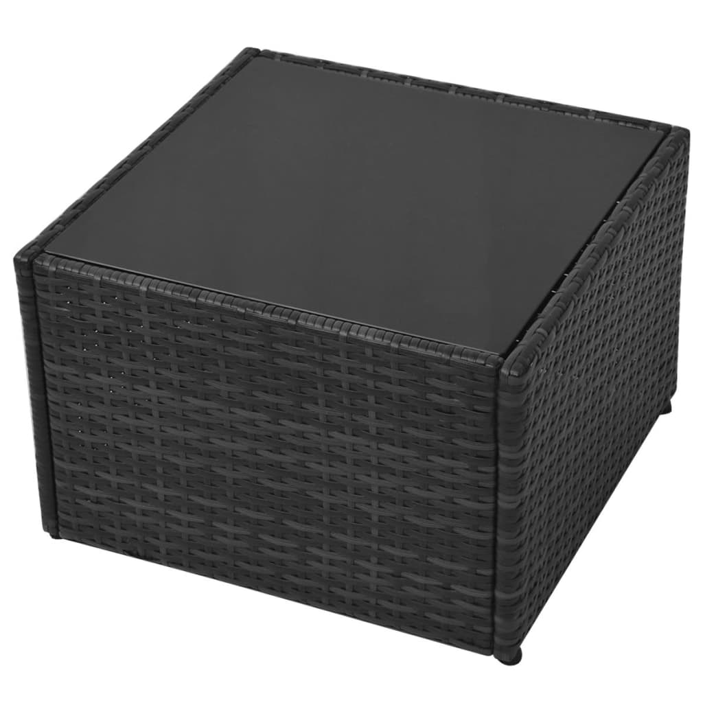 5 Piece Garden Lounge Set with Cushions Poly Rattan Black