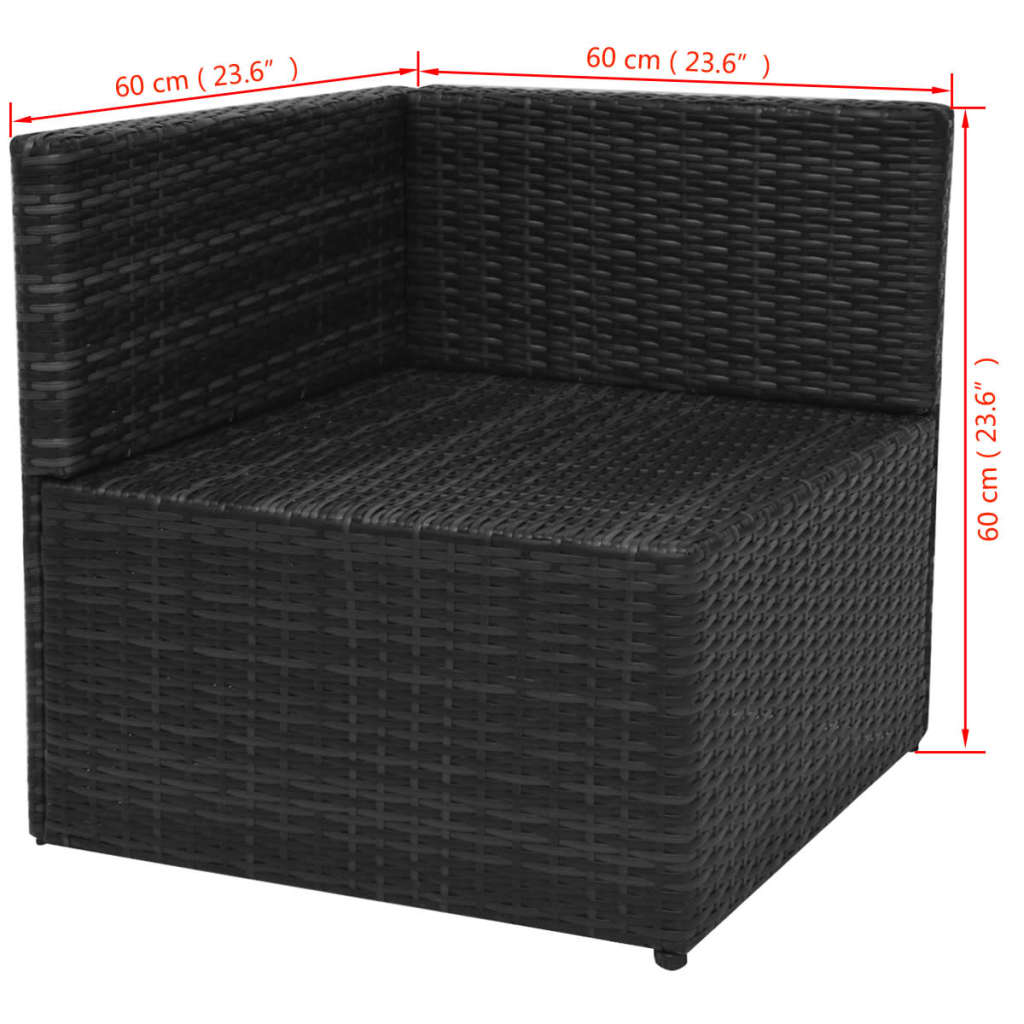 5 Piece Garden Lounge Set with Cushions Poly Rattan Black