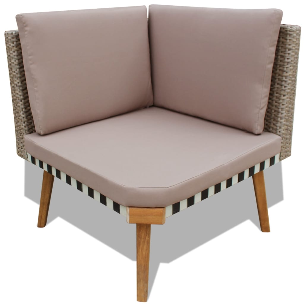 4 Piece Garden Lounge Set with Cushions Poly Rattan Grey