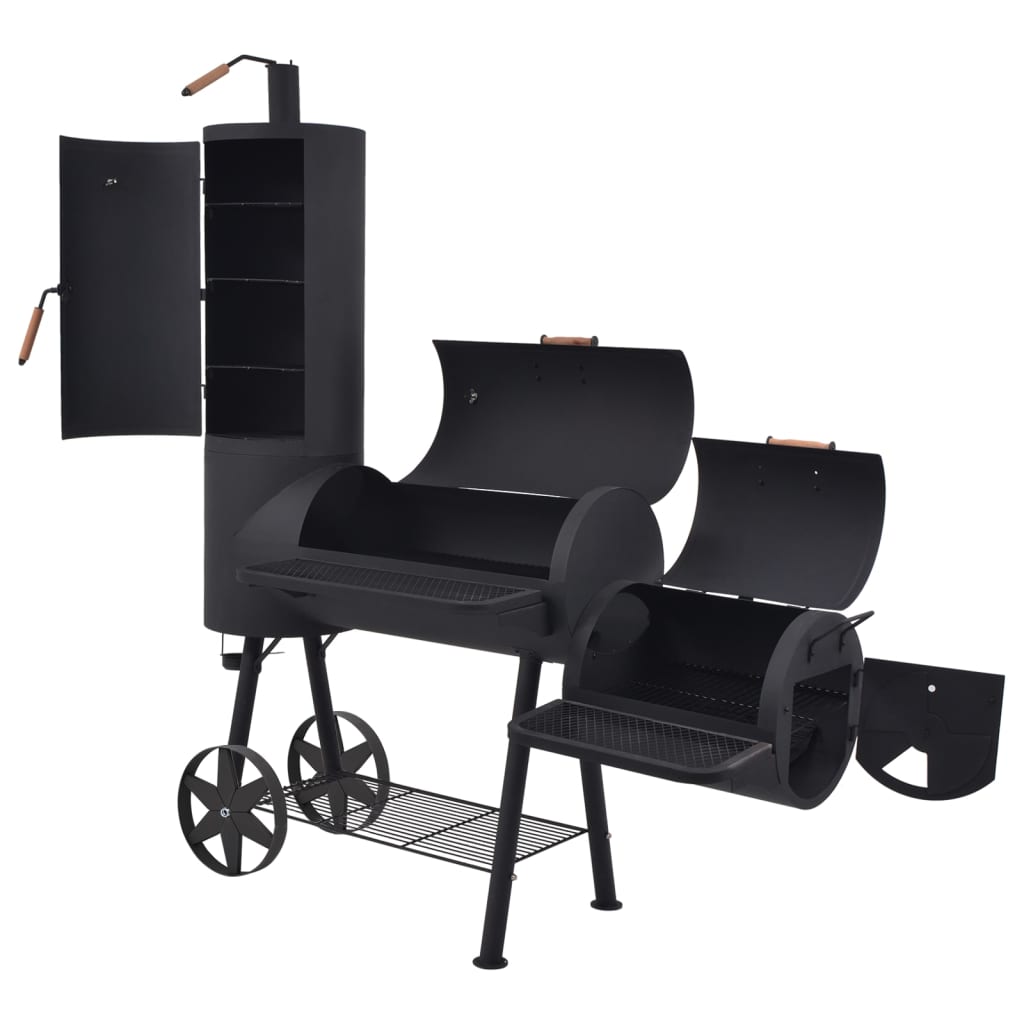BBQ Charcoal Smoker with Bottom Shelf Black Heavy XXL