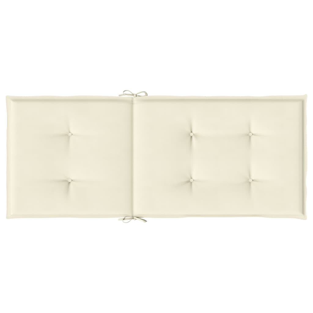 Garden Highback Chair Cushions 2 pcs Cream 120x50x3 cm Fabric
