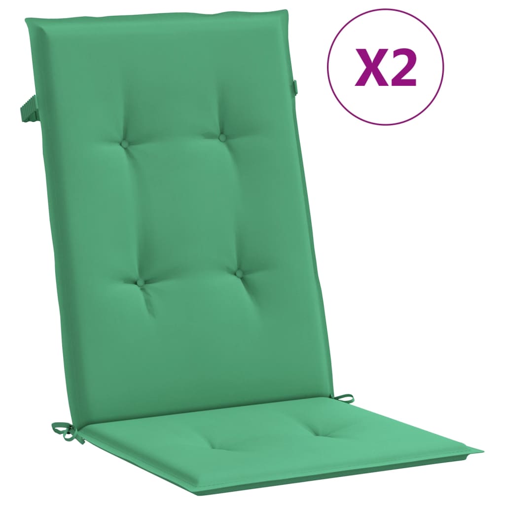 Garden Highback Chair Cushions 2 pcs Green 120x50x3 cm Fabric