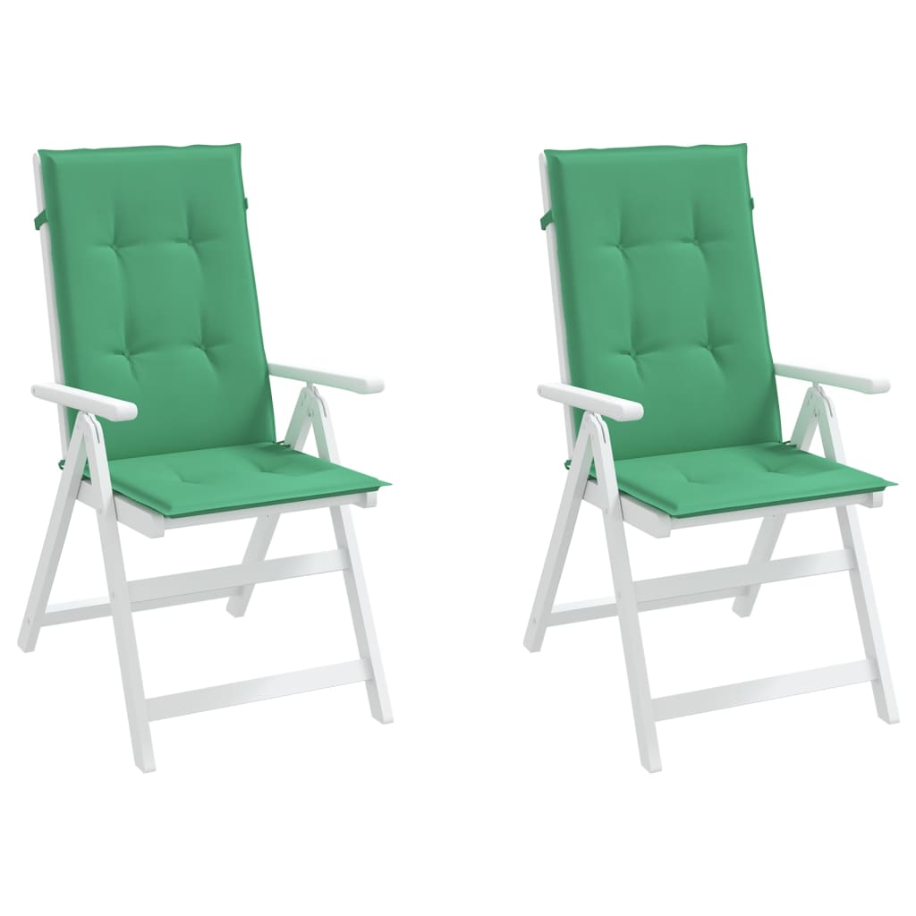 Garden Highback Chair Cushions 2 pcs Green 120x50x3 cm Fabric