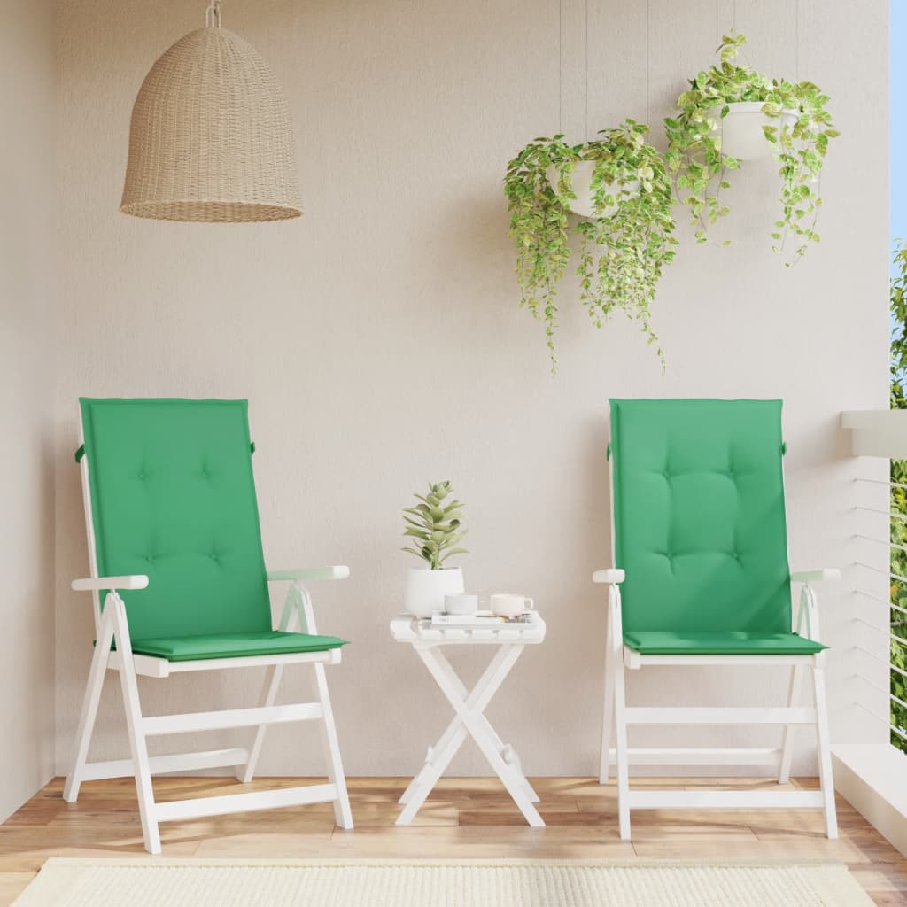Garden Highback Chair Cushions 2 pcs Green 120x50x3 cm Fabric