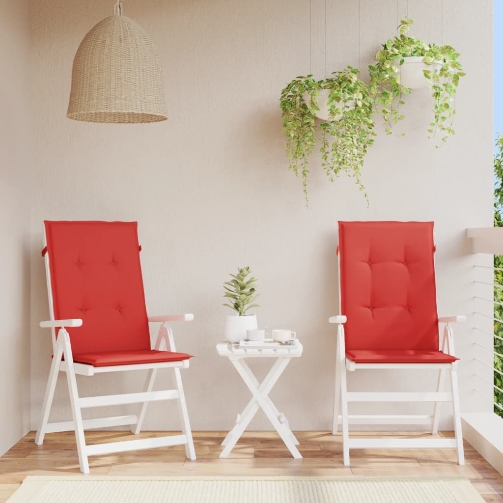 Garden Highback Chair Cushions 2 pcs Red 120x50x3 cm Fabric