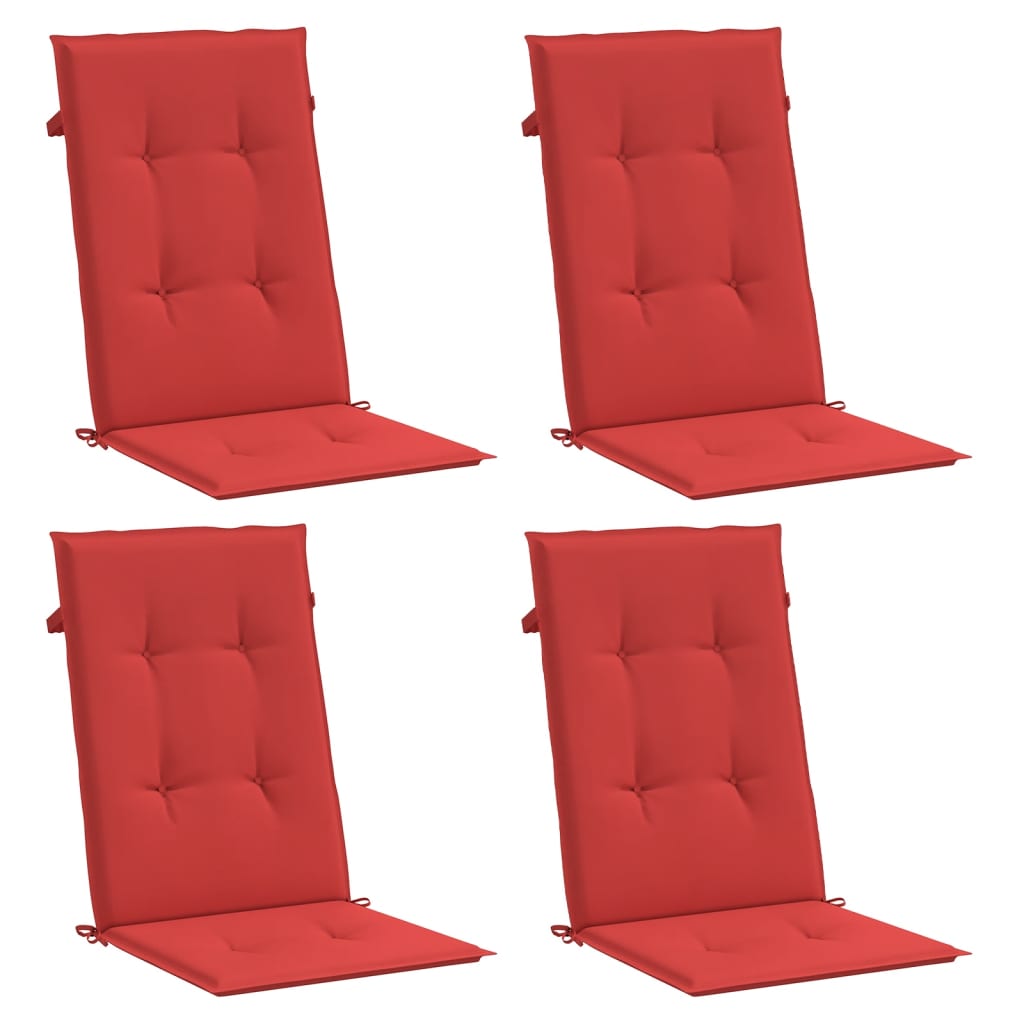 Garden Highback Chair Cushions 4 pcs Red 120x50x3 cm Fabric
