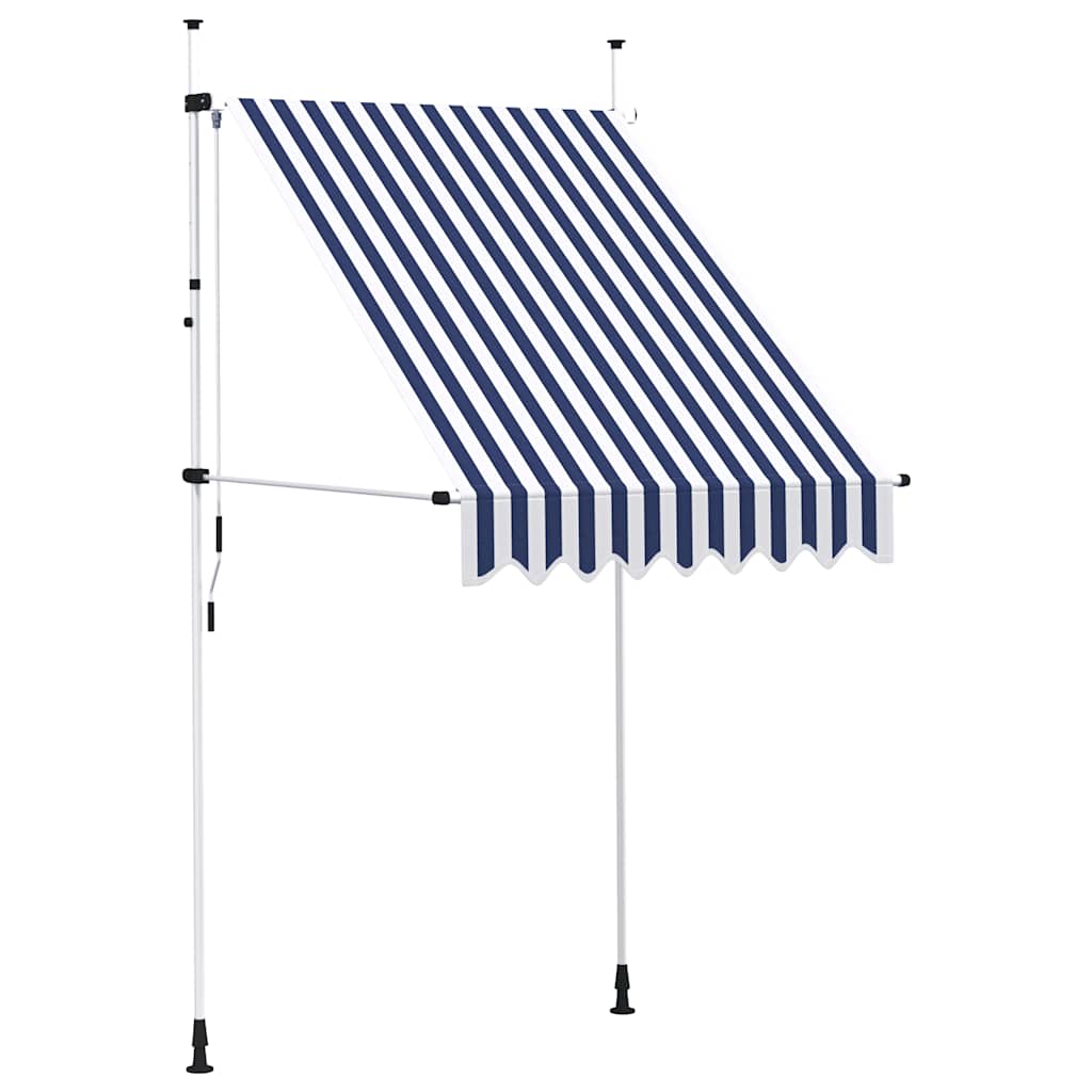 Manual Retractable Awning 150 cm Blue and White Stripes