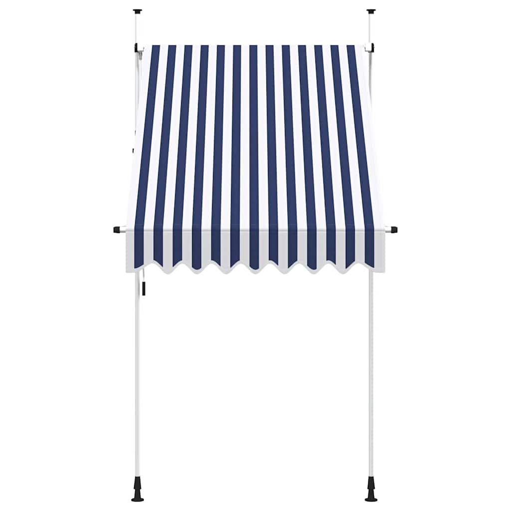 Manual Retractable Awning 150 cm Blue and White Stripes