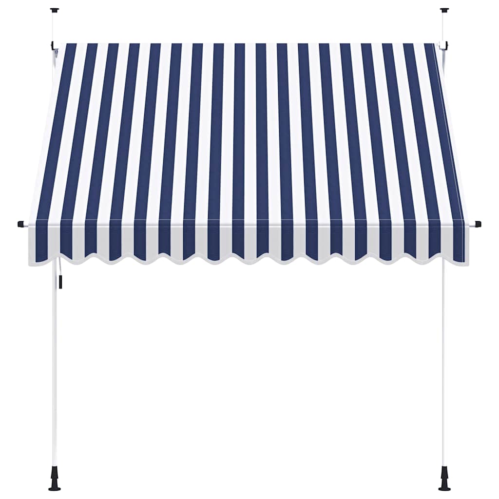 Manual Retractable Awning 250 cm Blue and White Stripes