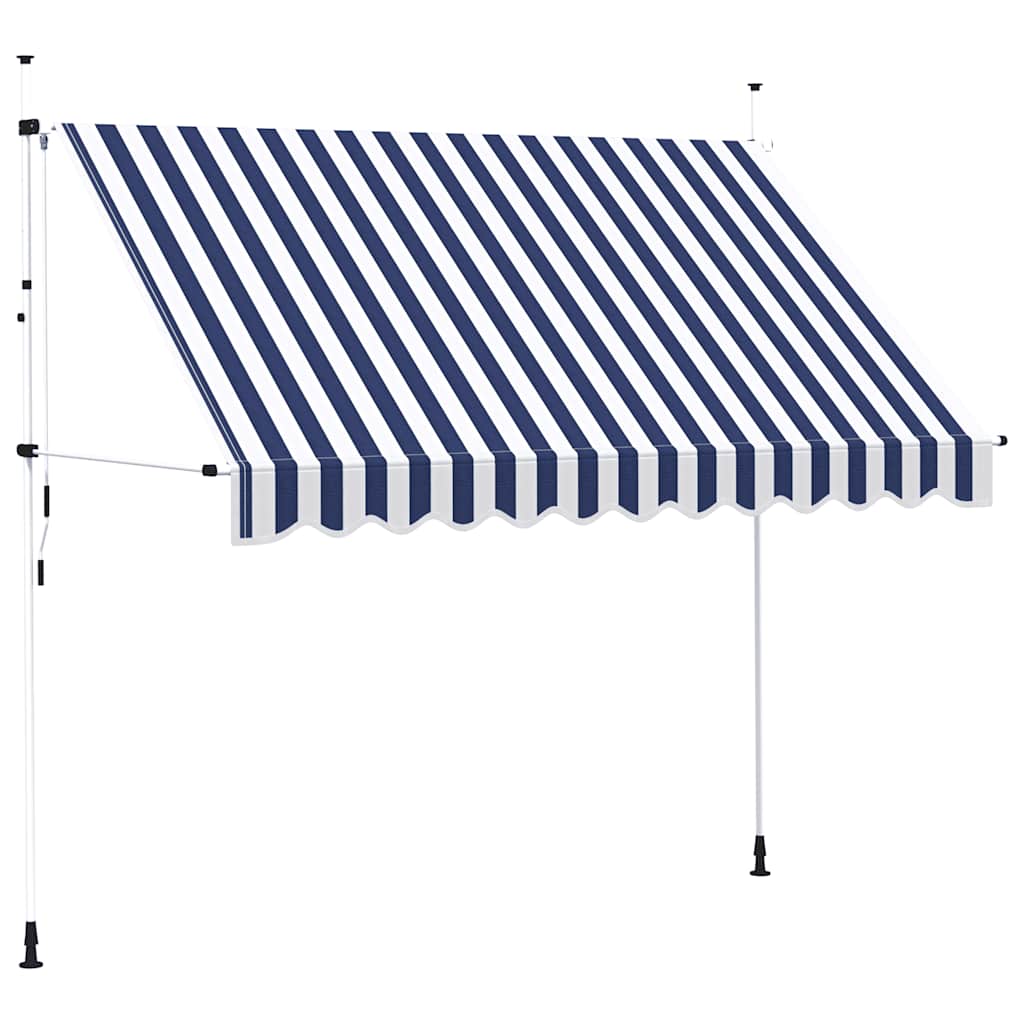 Manual Retractable Awning 300 cm Blue and White Stripes