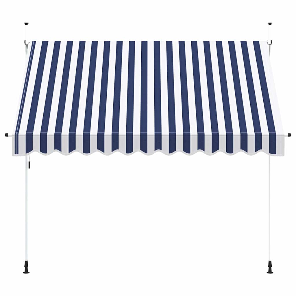 Manual Retractable Awning 300 cm Blue and White Stripes