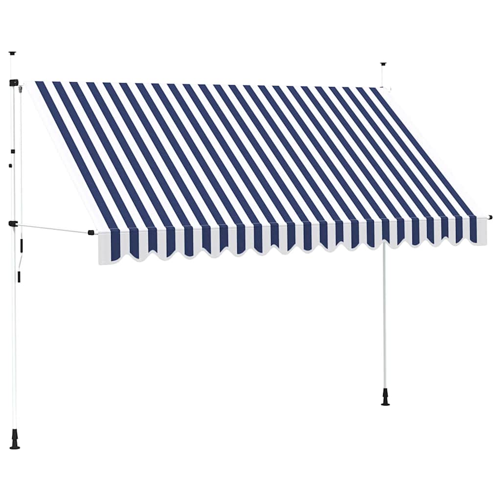 Manual Retractable Awning 350 cm Blue and White Stripes