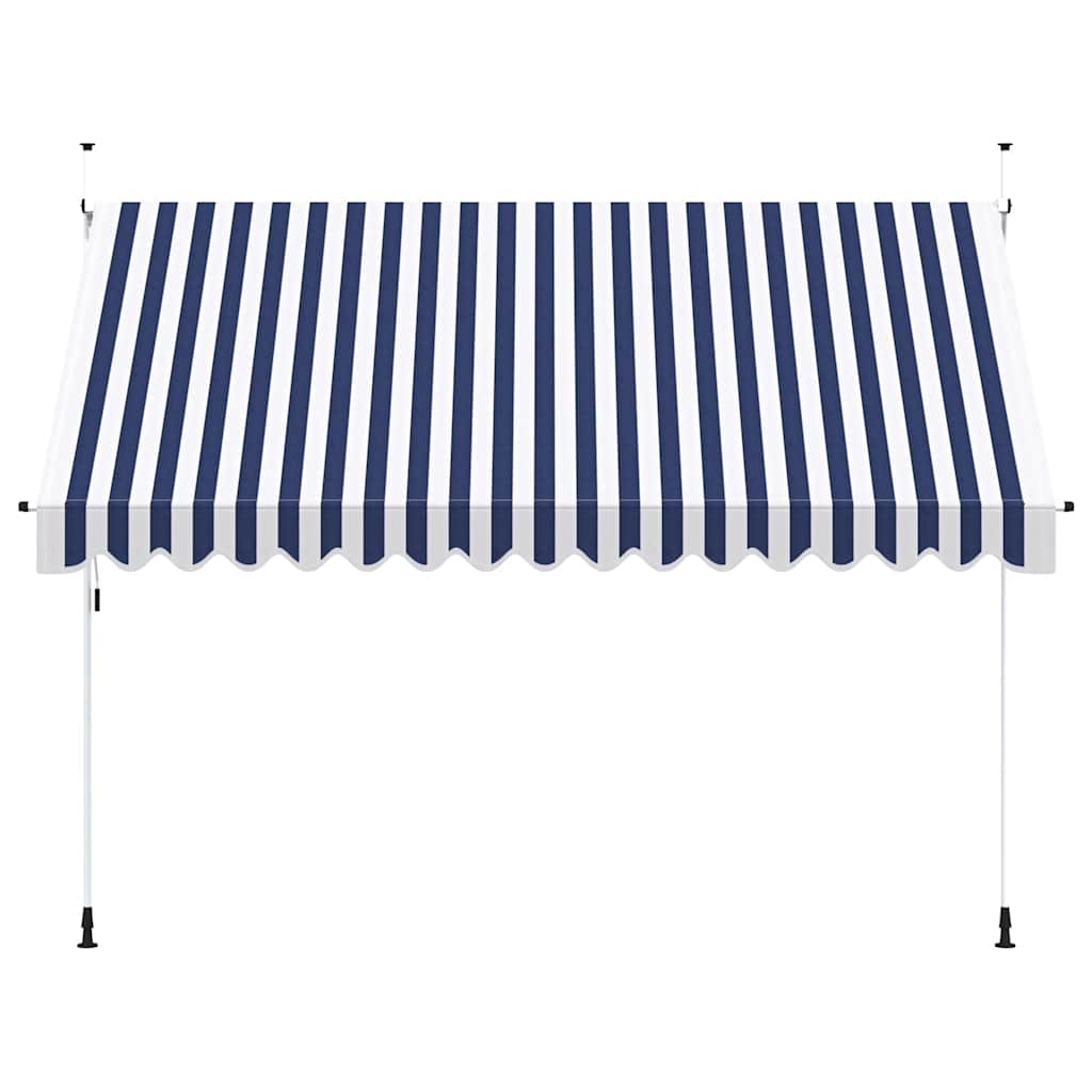 Manual Retractable Awning 350 cm Blue and White Stripes