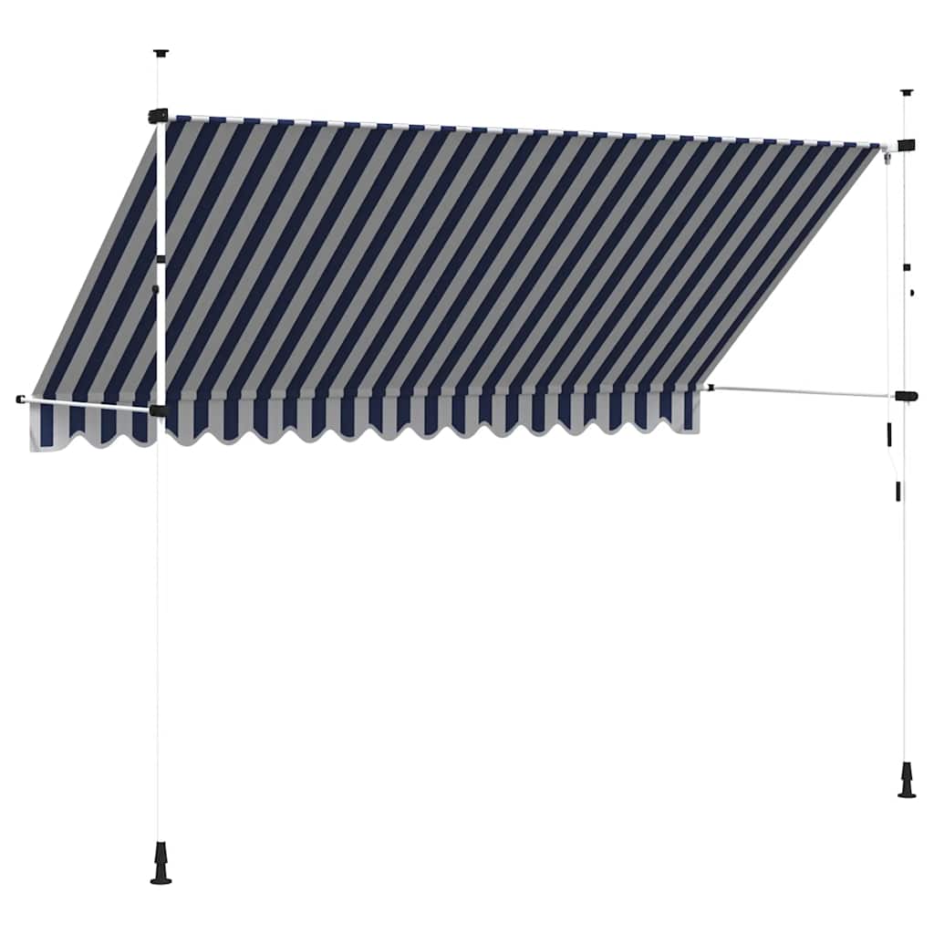 Manual Retractable Awning 350 cm Blue and White Stripes