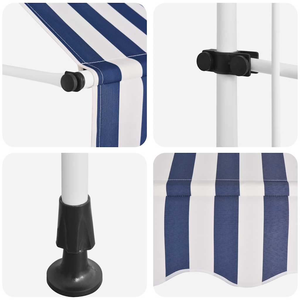 Manual Retractable Awning 350 cm Blue and White Stripes