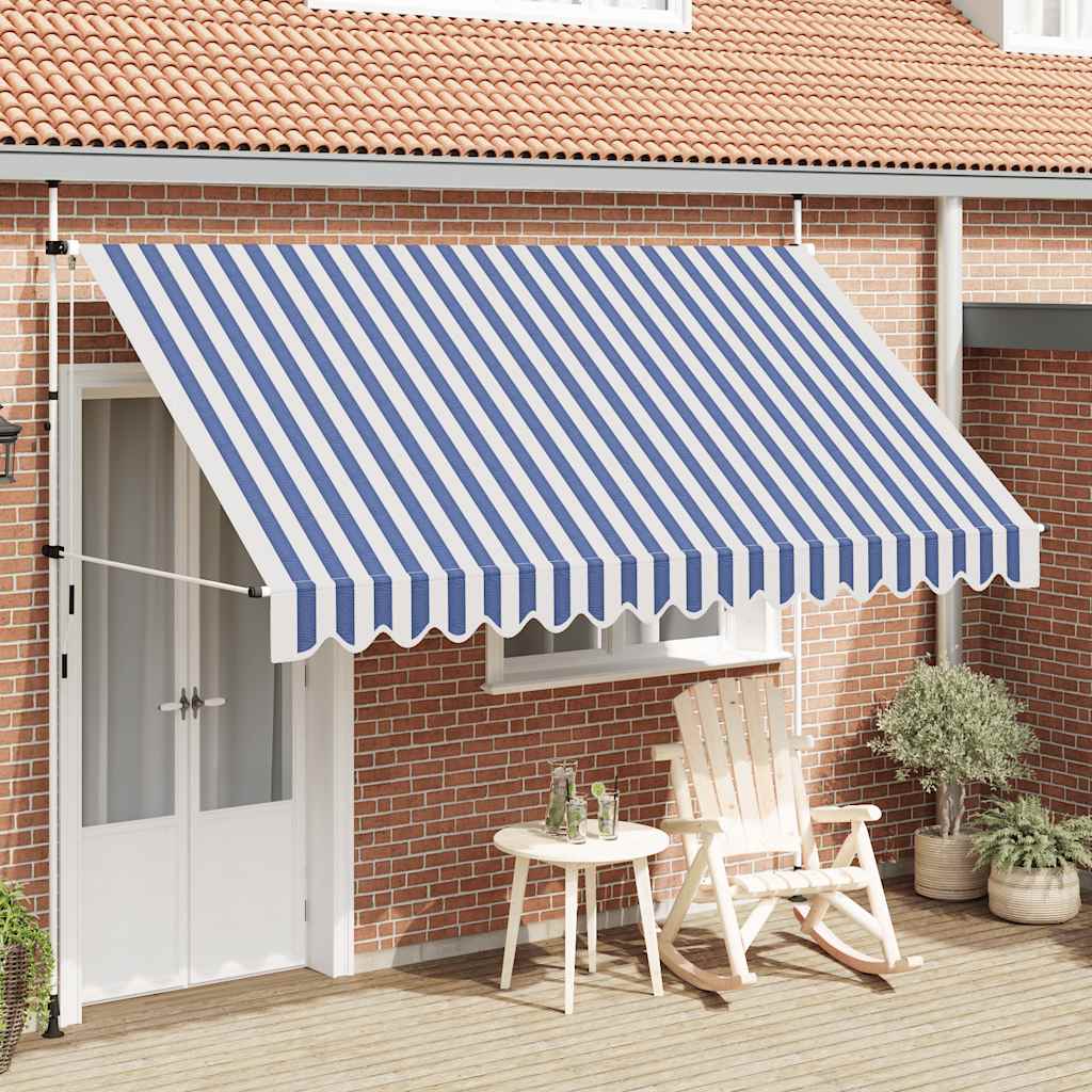 Manual Retractable Awning 350 cm Blue and White Stripes