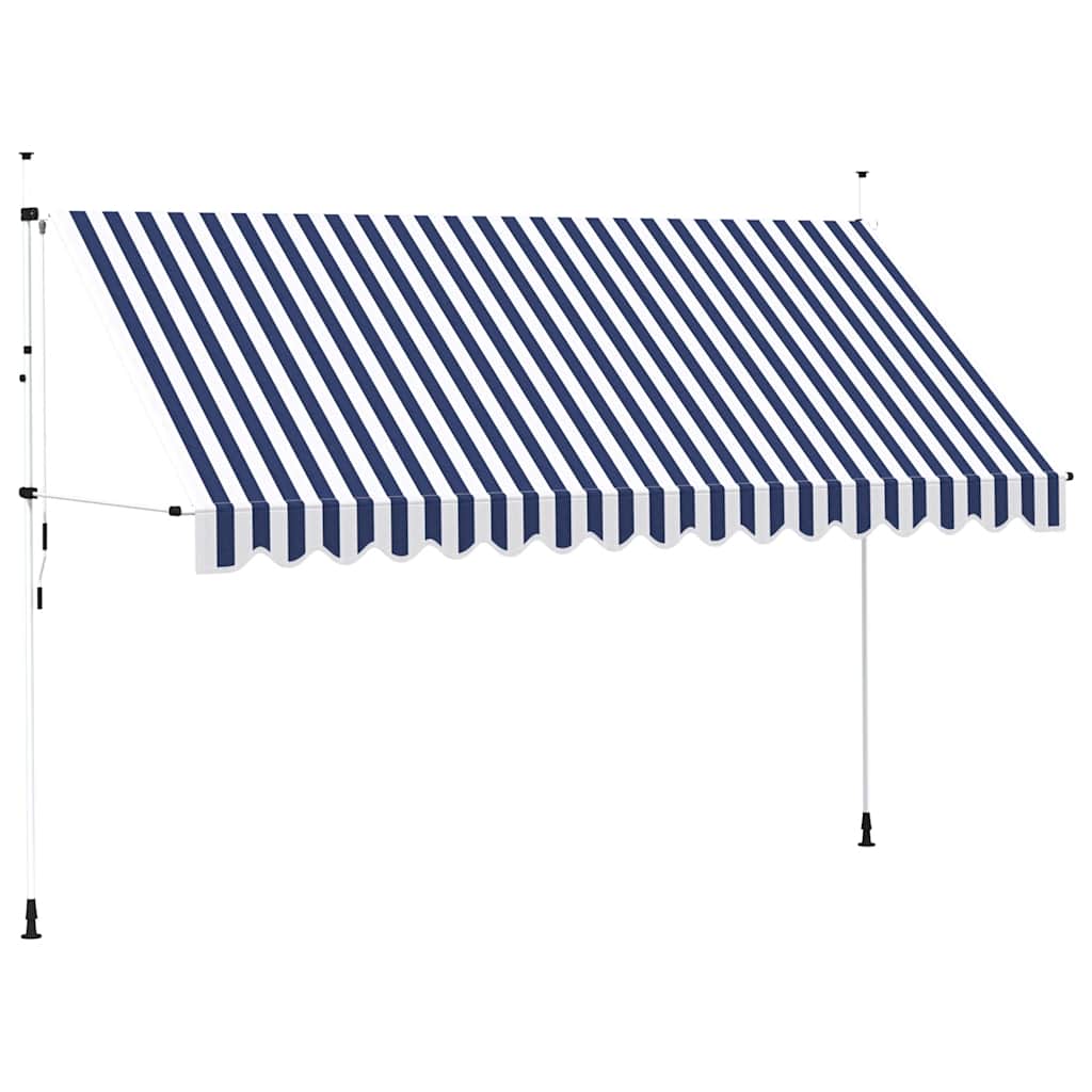 Manual Retractable Awning 400 cm Blue and White Stripes