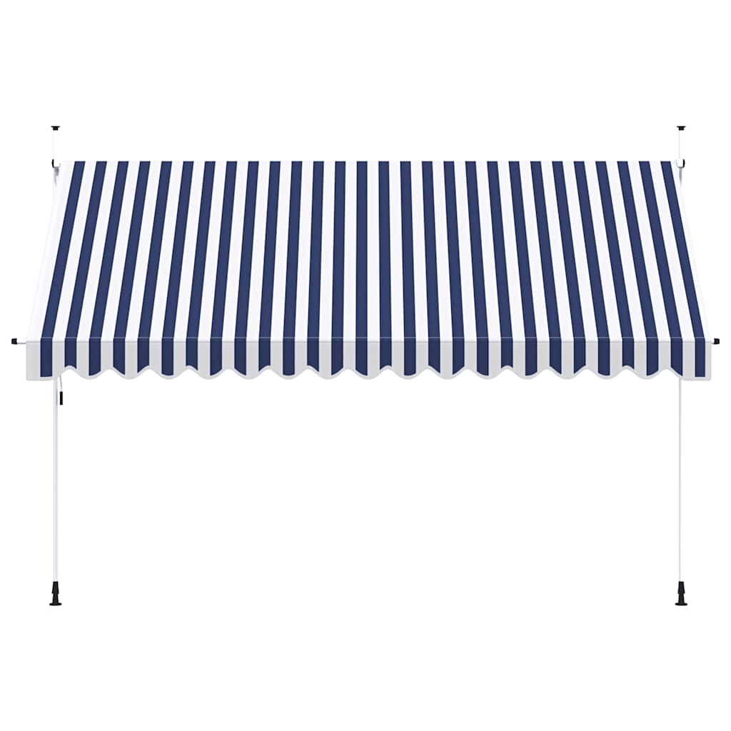 Manual Retractable Awning 400 cm Blue and White Stripes