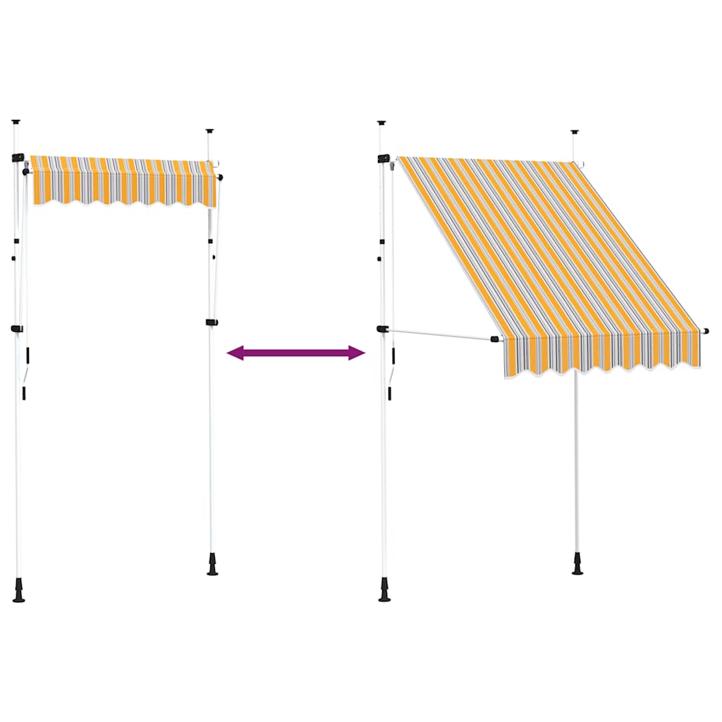 Manual Retractable Awning 150 cm Yellow and Blue Stripes