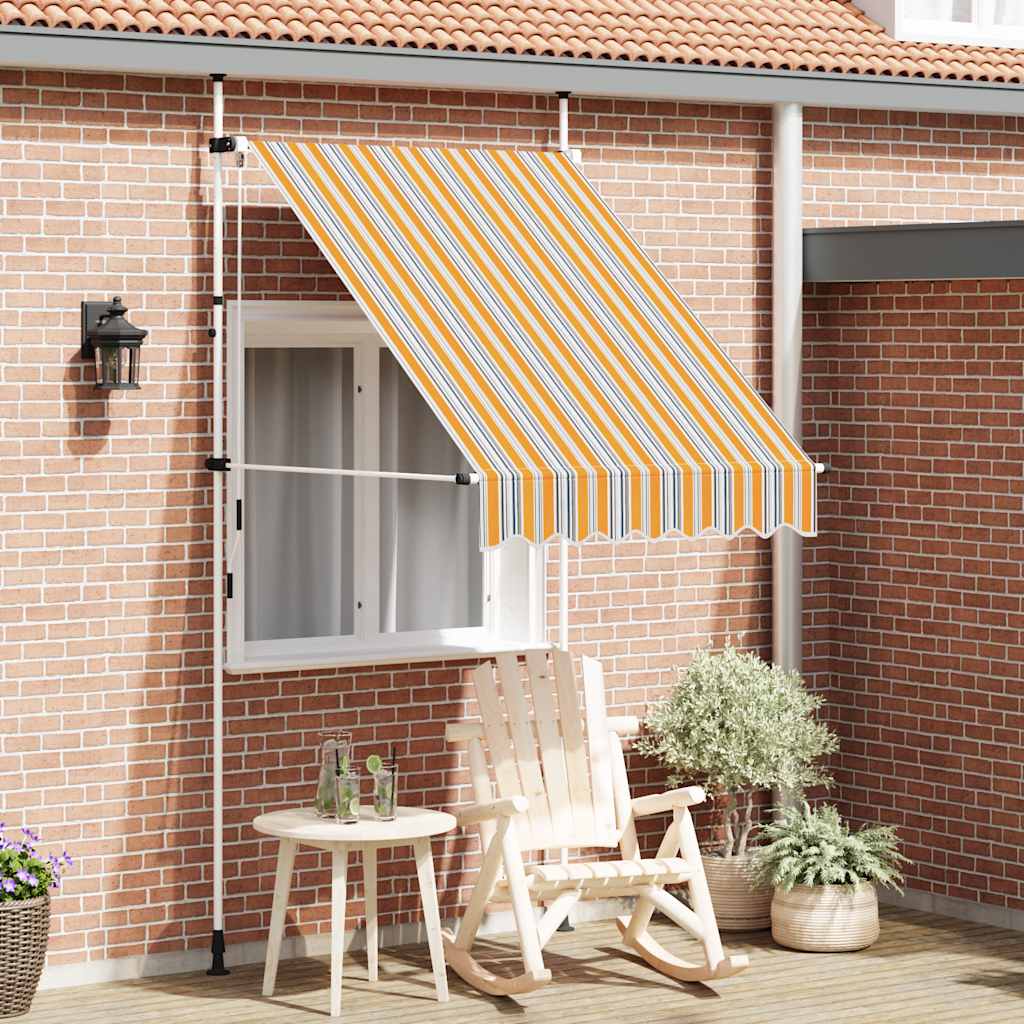 Manual Retractable Awning 150 cm Yellow and Blue Stripes