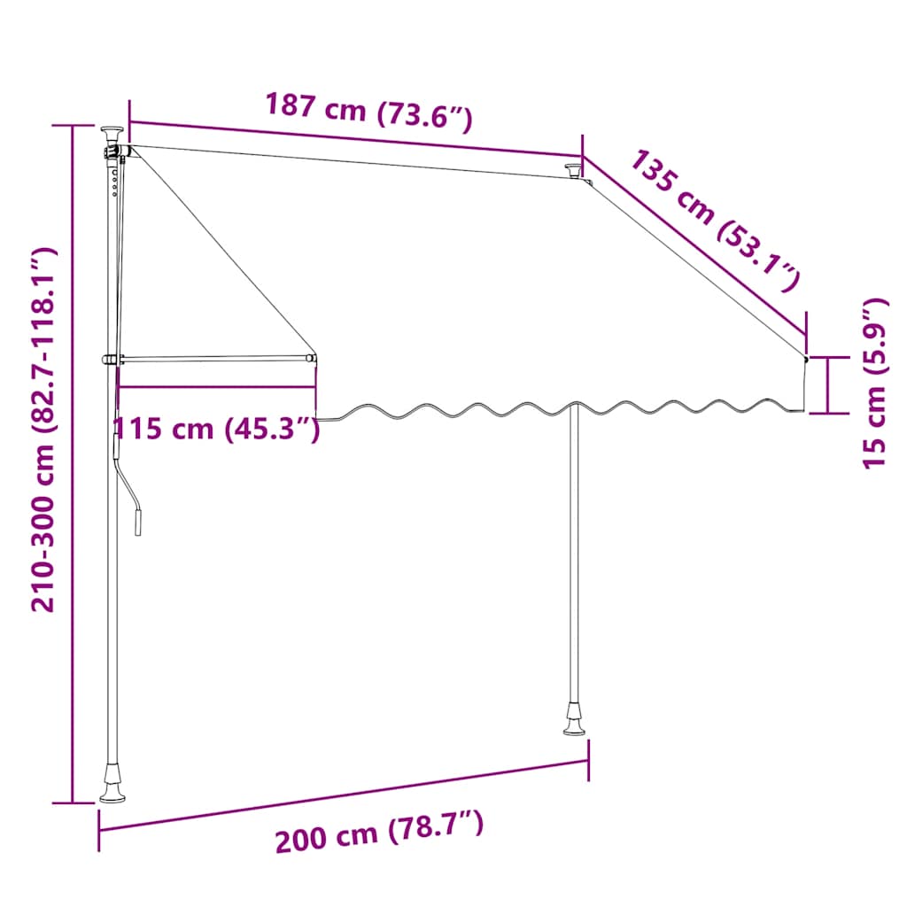 Manual Retractable Awning 200 cm Orange and White Stripes