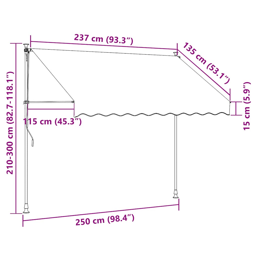 Manual Retractable Awning 250 cm Orange and White Stripes
