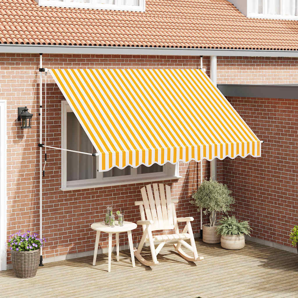 Manual Retractable Awning 300 cm Orange and White Stripes