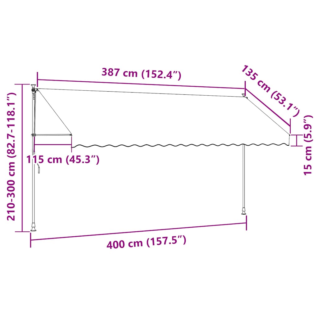 Manual Retractable Awning 400 cm Orange and White Stripes