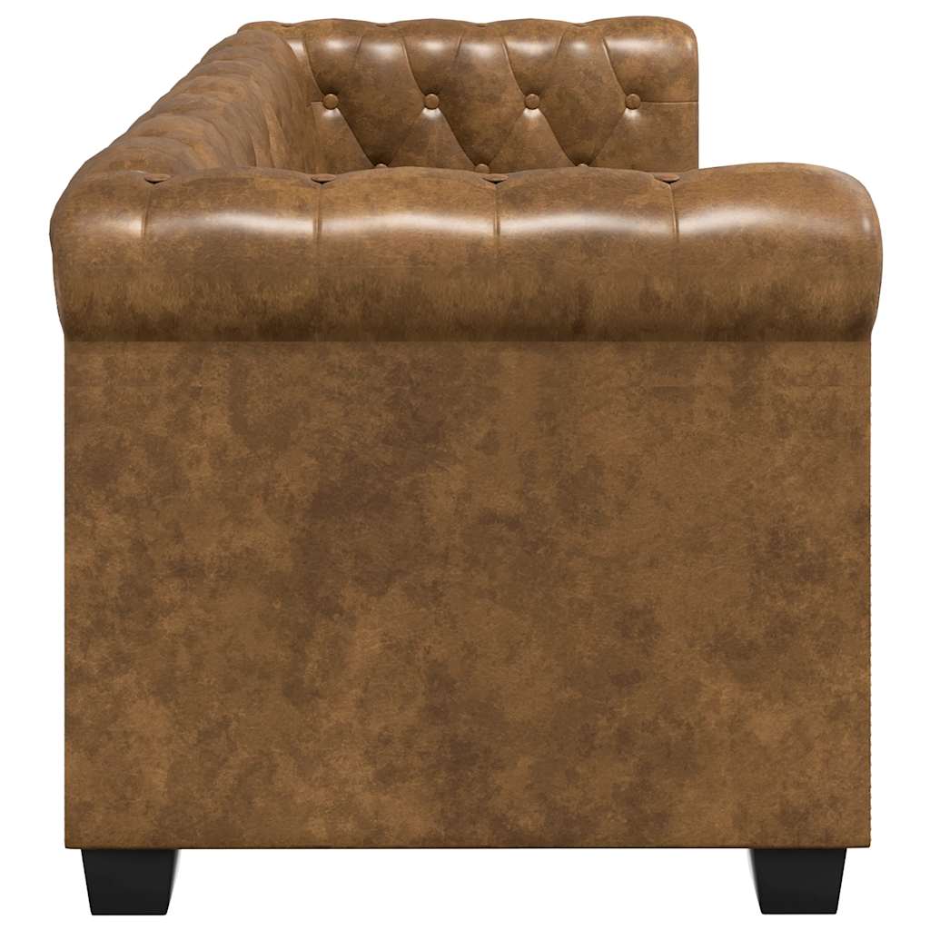 Chesterfield Sofa 2-Seater Artificial Leather Brown