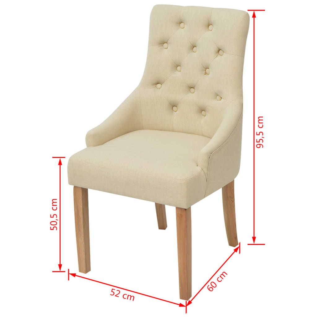 Dining Chairs 2 pcs Cream Fabric