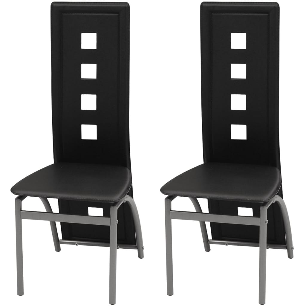 Dining Chairs 2 pcs Black Faux Leather