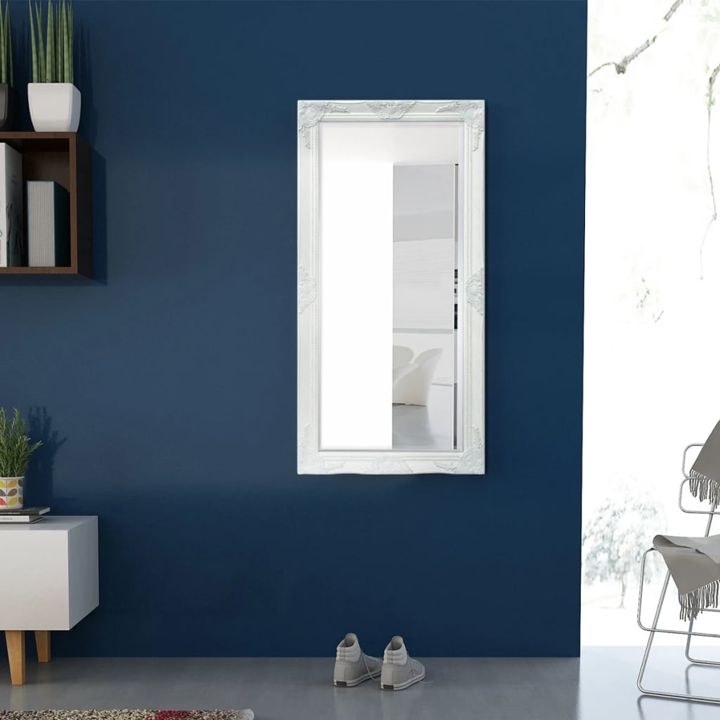 Wall Mirror Baroque Style 120x60 cm White