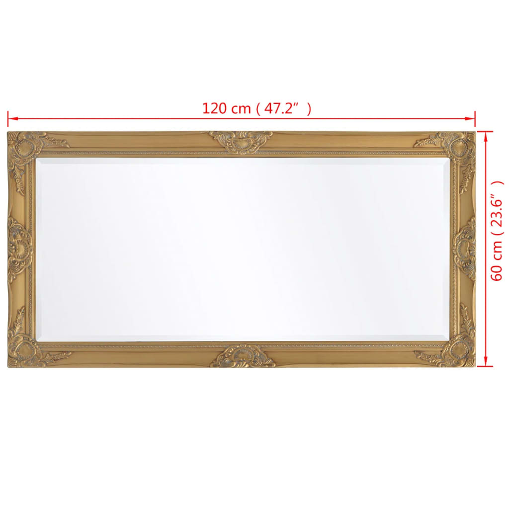 Wall Mirror Baroque Style 120x60 cm Gold