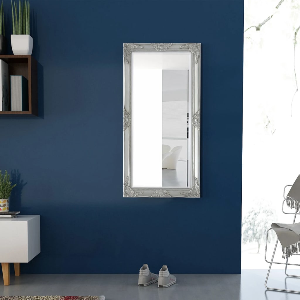 Wall Mirror Baroque Style 120x60 cm Silver