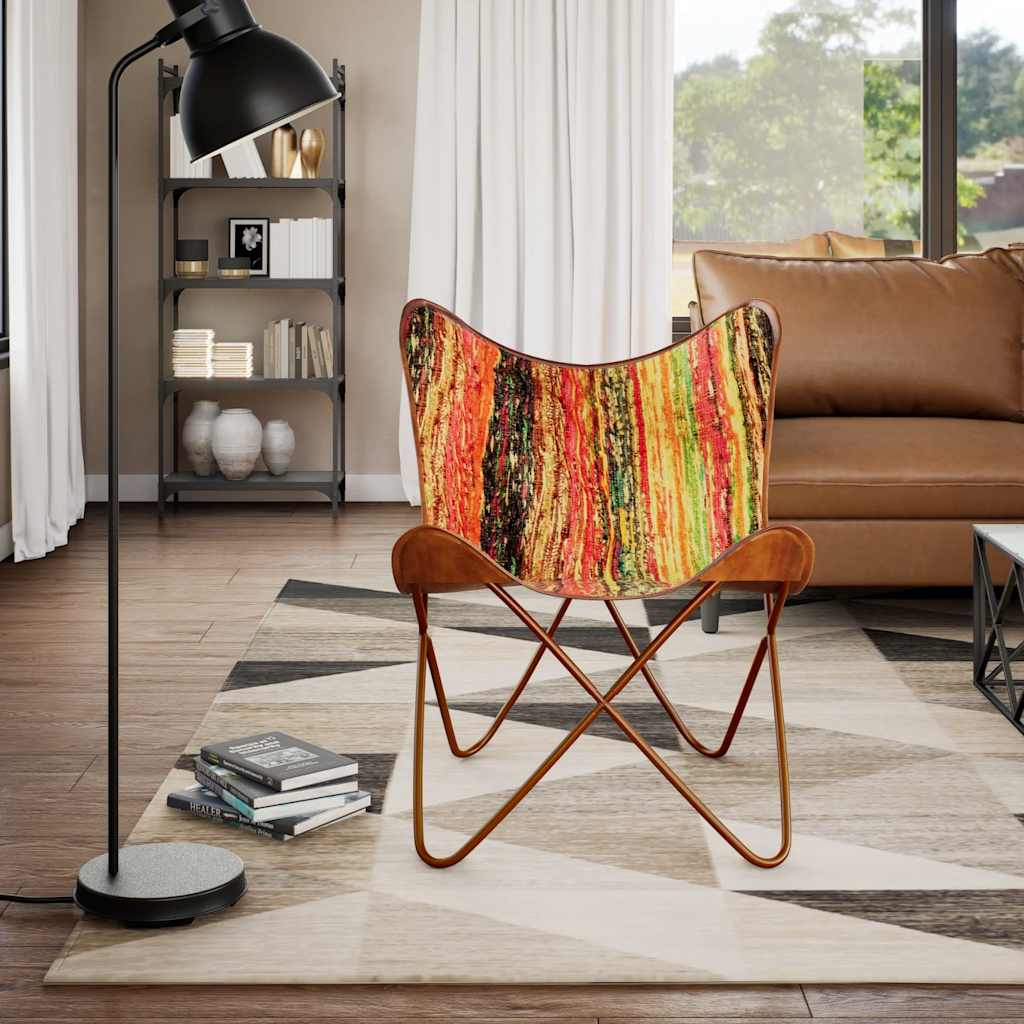 Butterfly Chair Multicolour Chindi Fabric