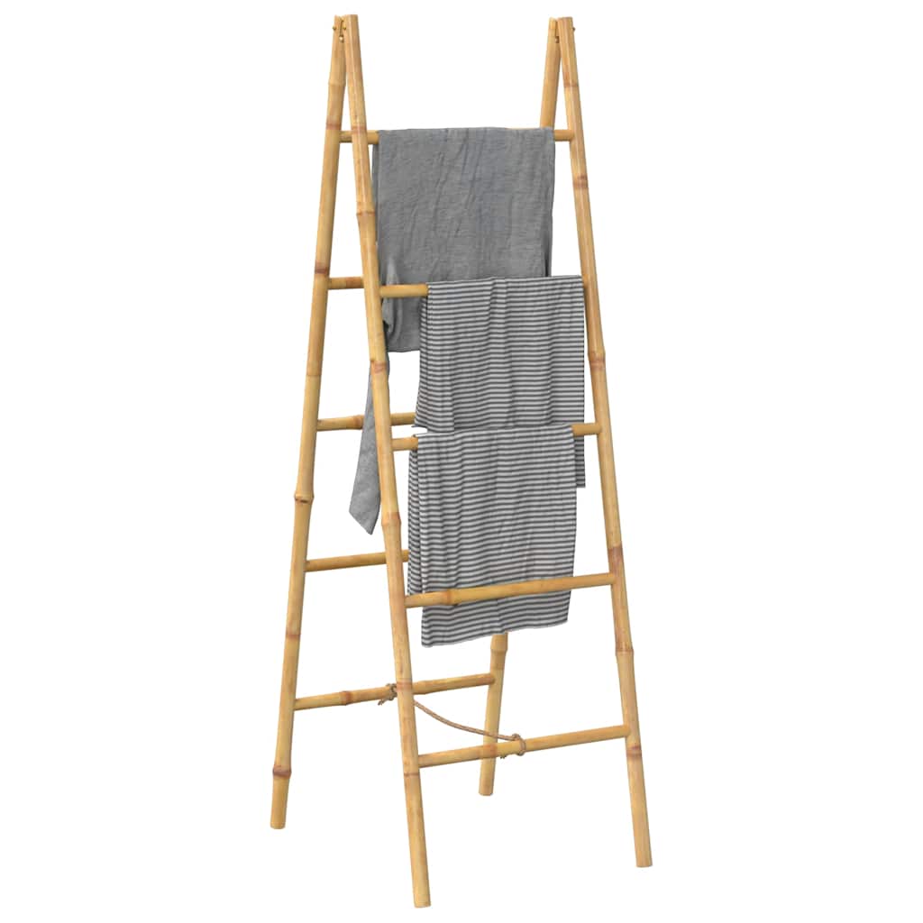Double Towel Ladder with 5 Rungs Bamboo 50x160 cm