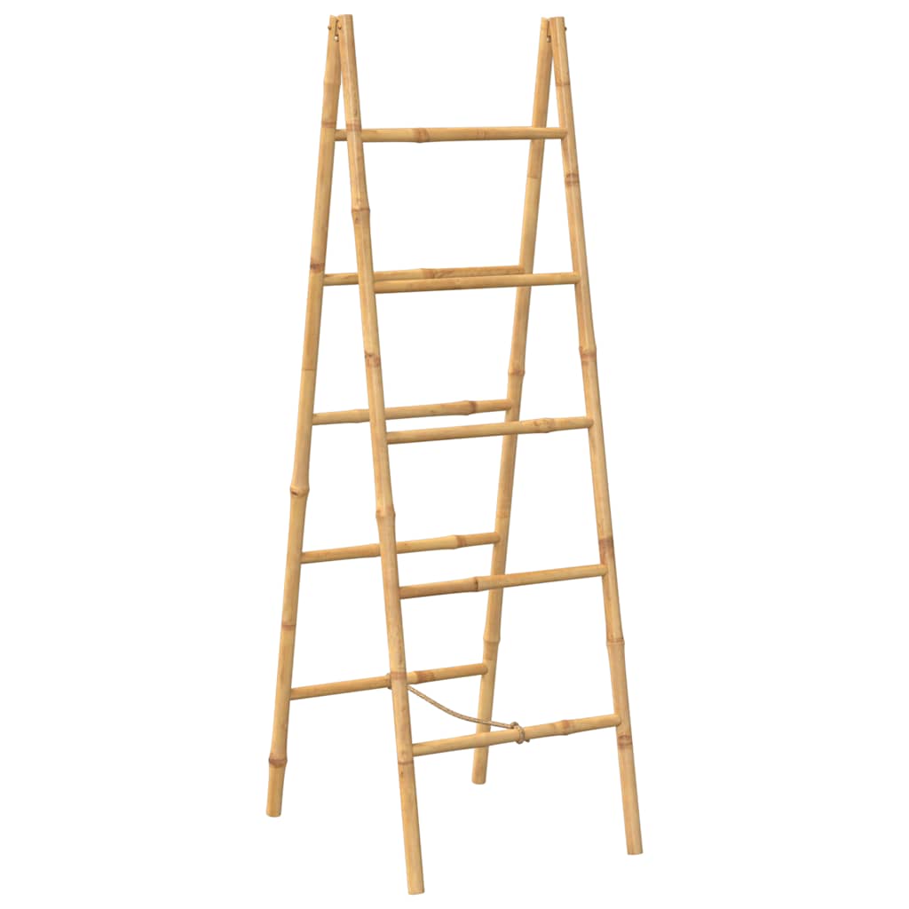 Double Towel Ladder with 5 Rungs Bamboo 50x160 cm