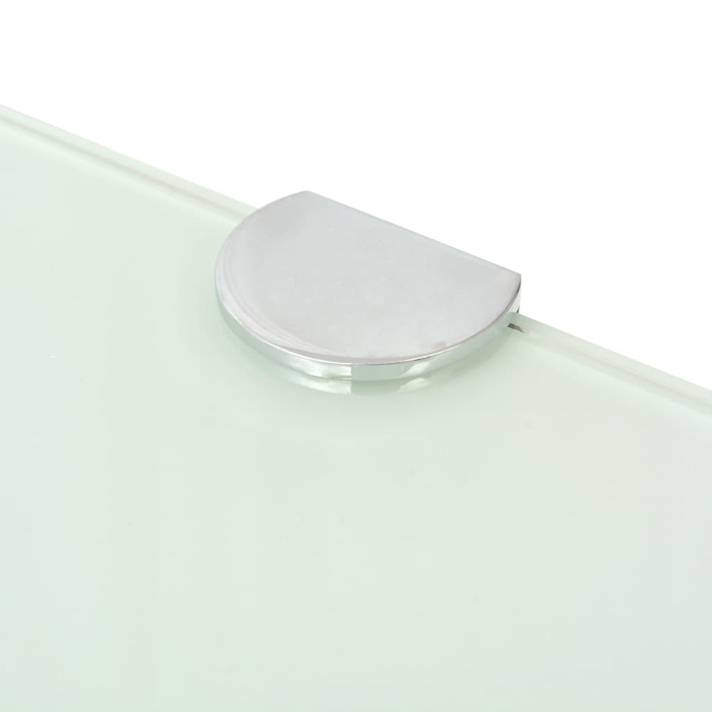 Corner Shelf with Chrome Supports Glass White 45x45 cm