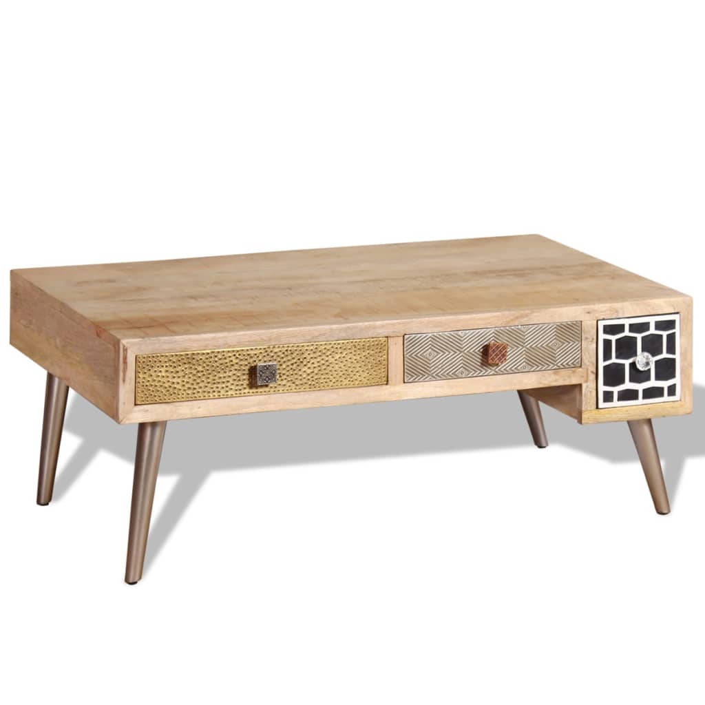 Coffee Table with Drawers Solid Mango Wood 105x55x41 cm