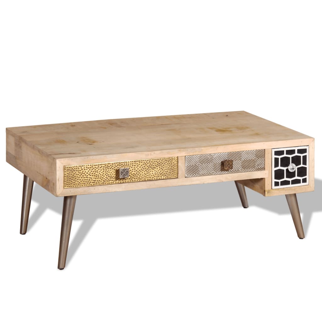 Coffee Table with Drawers Solid Mango Wood 105x55x41 cm